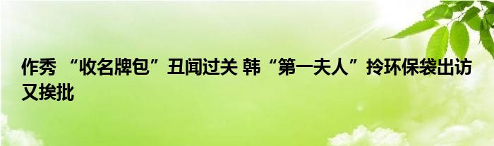 作秀 “收名牌包”丑闻过关 韩“第一夫人”拎环保袋出访又挨批