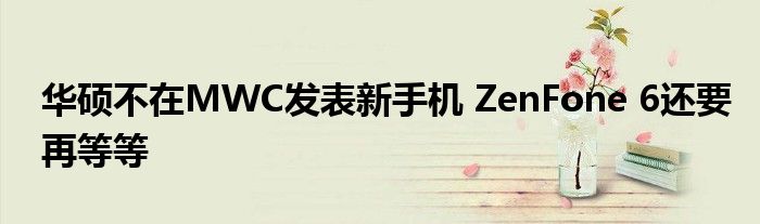 华硕不在MWC发表新手机 ZenFone 6还要再等等