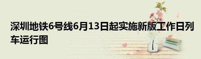 深圳地铁6号线6月13日起实施新版工作日列车运行图