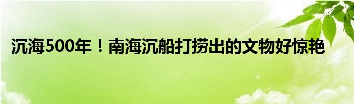 沉海500年！南海沉船打捞出的文物好惊艳