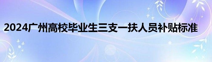 2024广州高校毕业生三支一扶人员补贴标准