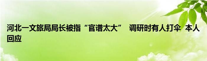 河北一文旅局局长被指“官谱太大”  调研时有人打伞  本人回应