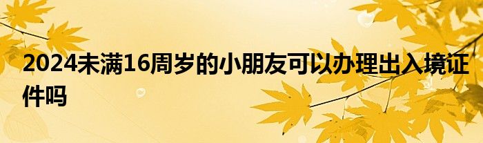 2024未满16周岁的小朋友可以办理出入境证件吗