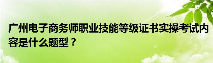 广州电子商务师职业技能等级证书实操考试内容是什么题型？