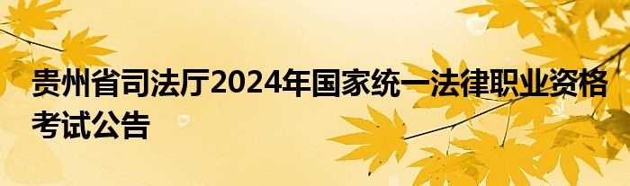 贵州省司法厅2024年国家统一法律职业资格考试公告