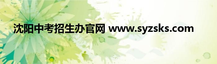 沈阳中考招生办官网 www.syzsks.com