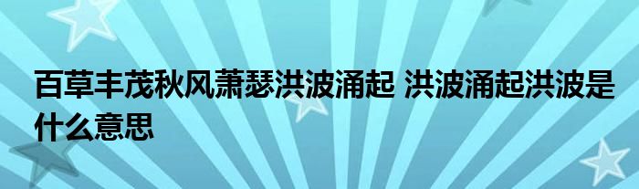 百草丰茂秋风萧瑟洪波涌起 洪波涌起洪波是什么意思