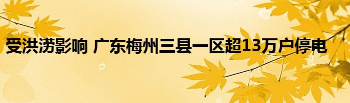 受洪涝影响 广东梅州三县一区超13万户停电