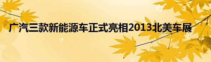 广汽三款新能源车正式亮相2013北美车展