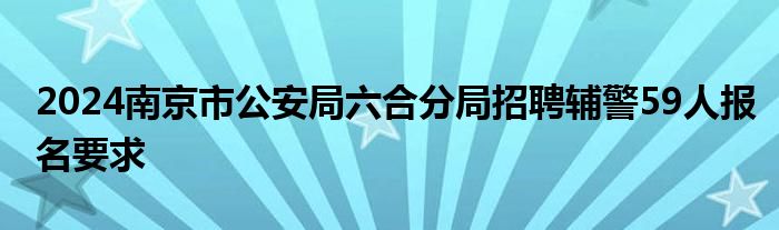 2024南京市公安局六合分局招聘辅警59人报名要求