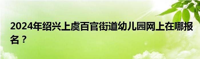 2024年绍兴上虞百官街道幼儿园网上在哪报名？