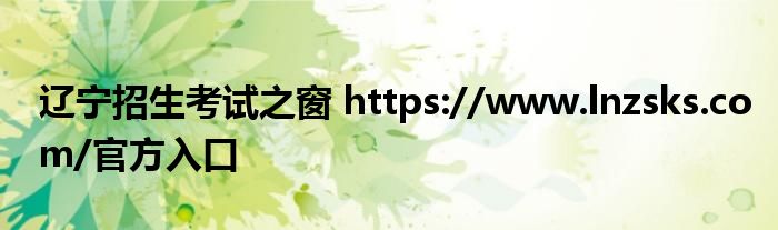 辽宁招生考试之窗 https://www.lnzsks.com/官方入口