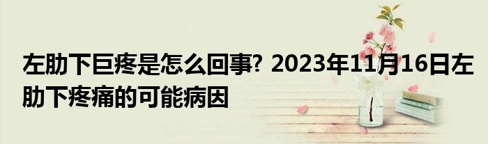 左肋下巨疼是怎么回事? 2023年11月16日左肋下疼痛的可能病因