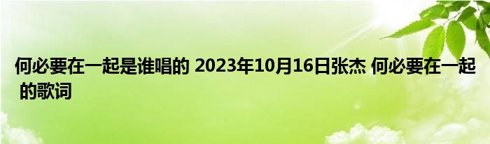 何必要在一起是谁唱的 2023年10月16日张杰 何必要在一起 的歌词