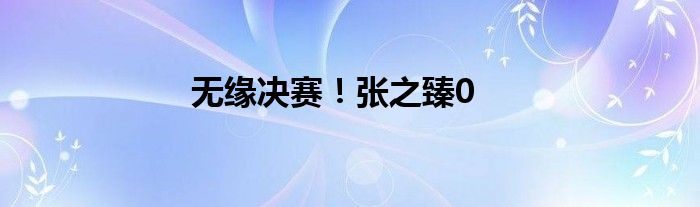 无缘决赛！张之臻0