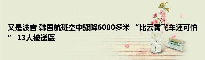 又是波音 韩国航班空中骤降6000多米 “比云霄飞车还可怕” 13人被送医