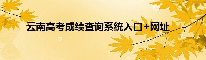 云南高考成绩查询系统入口+网址