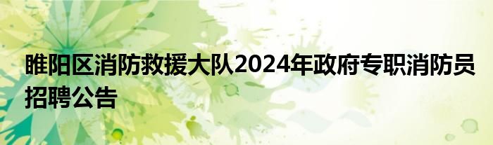 睢阳区消防救援大队2024年政府专职消防员招聘公告