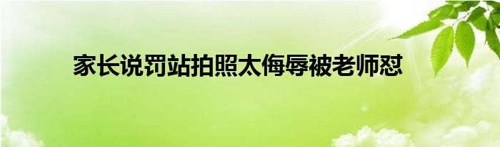 家长说罚站拍照太侮辱被老师怼