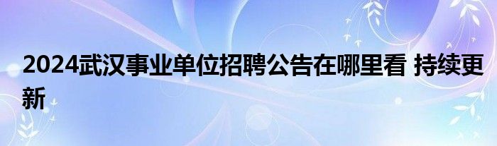 2024武汉事业单位招聘公告在哪里看 持续更新