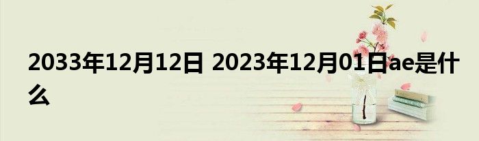 2033年12月12日 2023年12月01日ae是什么