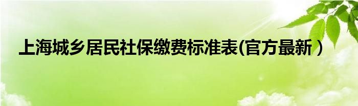 上海城乡居民社保缴费标准表(官方最新）