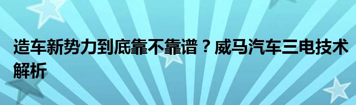 造车新势力到底靠不靠谱？威马汽车三电技术解析