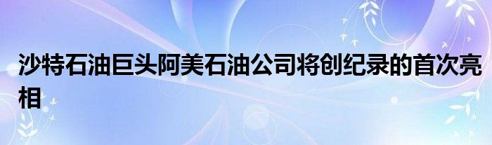 沙特石油巨头阿美石油公司将创纪录的首次亮相