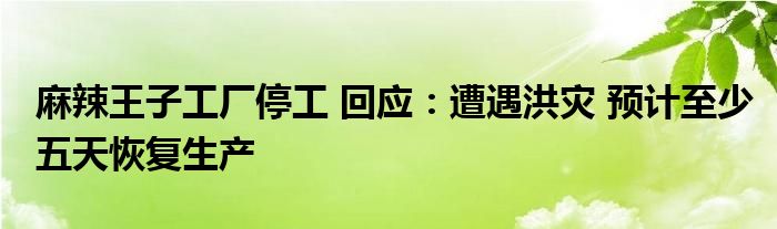 麻辣王子工厂停工 回应：遭遇洪灾 预计至少五天恢复生产