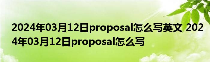 2024年03月12日proposal怎么写英文 2024年03月12日proposal怎么写