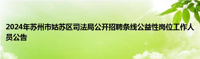 2024年苏州市姑苏区司法局公开招聘条线公益性岗位工作人员公告