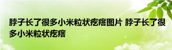 脖子长了很多小米粒状疙瘩图片 脖子长了很多小米粒状疙瘩