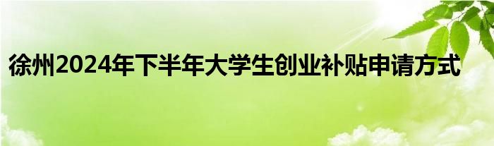 徐州2024年下半年大学生创业补贴申请方式