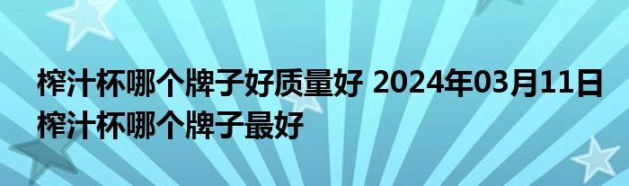 榨汁杯哪个牌子好质量好 2024年03月11日榨汁杯哪个牌子最好