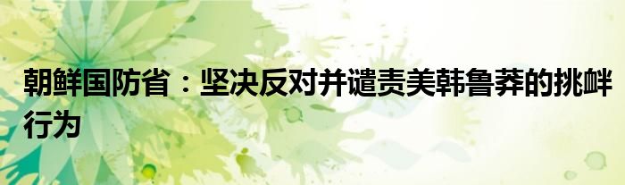 朝鲜国防省：坚决反对并谴责美韩鲁莽的挑衅行为