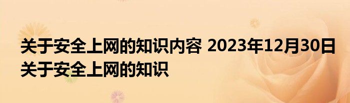 关于安全上网的知识内容 2023年12月30日关于安全上网的知识