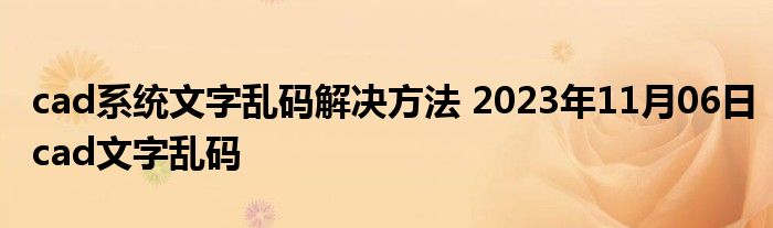 cad系统文字乱码解决方法 2023年11月06日cad文字乱码