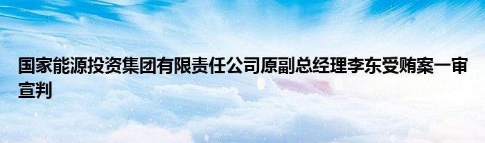 国家能源投资集团有限责任公司原副总经理李东受贿案一审宣判