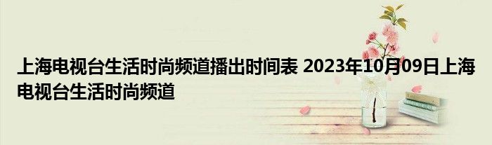 上海电视台生活时尚频道播出时间表 2023年10月09日上海电视台生活时尚频道