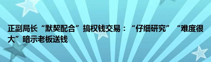 正副局长“默契配合”搞权钱交易：“仔细研究”“难度很大”暗示老板送钱