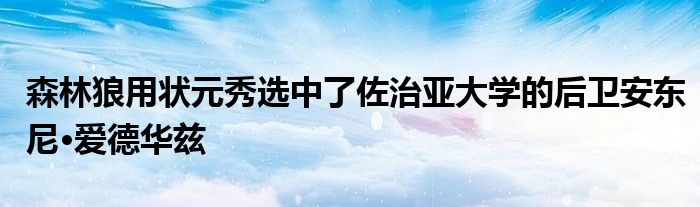 森林狼用状元秀选中了佐治亚大学的后卫安东尼·爱德华兹