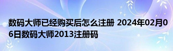 数码大师已经购买后怎么注册 2024年02月06日数码大师2013注册码