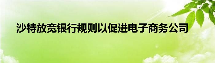 沙特放宽银行规则以促进电子商务公司