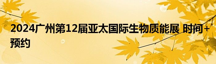 2024广州第12届亚太国际生物质能展 时间+预约