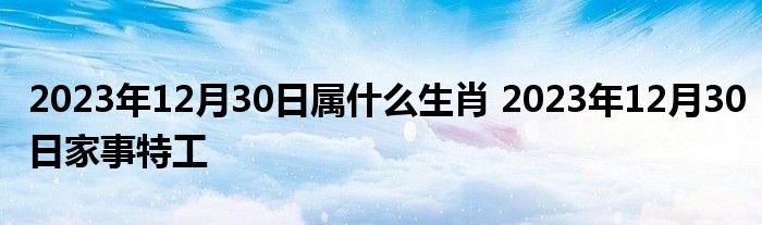 2023年12月30日属什么生肖 2023年12月30日家事特工