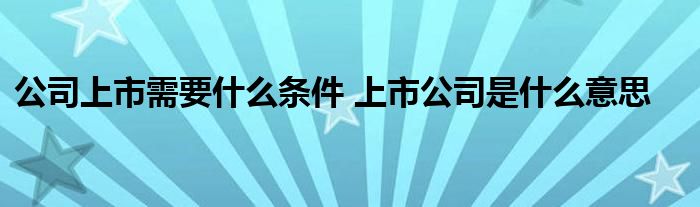 公司上市需要什么条件 上市公司是什么意思