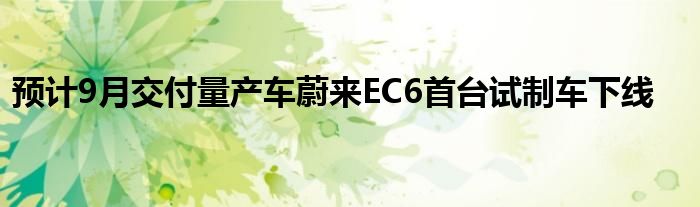 预计9月交付量产车蔚来EC6首台试制车下线