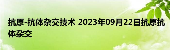 抗原-抗体杂交技术 2023年09月22日抗原抗体杂交