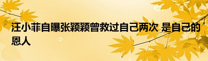 汪小菲自曝张颖颖曾救过自己两次 是自己的恩人