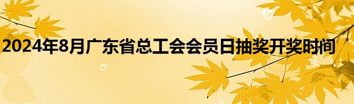 2024年8月广东省总工会会员日抽奖开奖时间